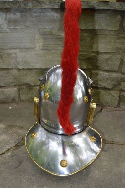 Medieval REPLICA ROMAN CENTURION Steel Helmet with Red Plume