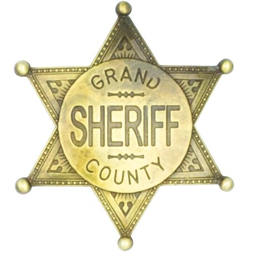 Old West Denix Replica Grand County Sheriff Badge – Antiqued Brass Or Nickle Finish