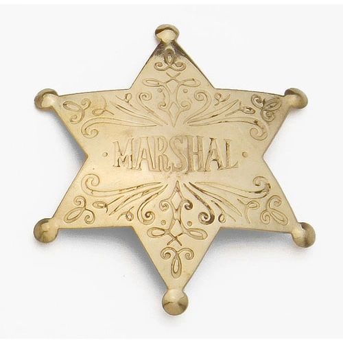 Old West Denix Replica Marshall 6 Point Ball Badge – Antiqued Brass Finish