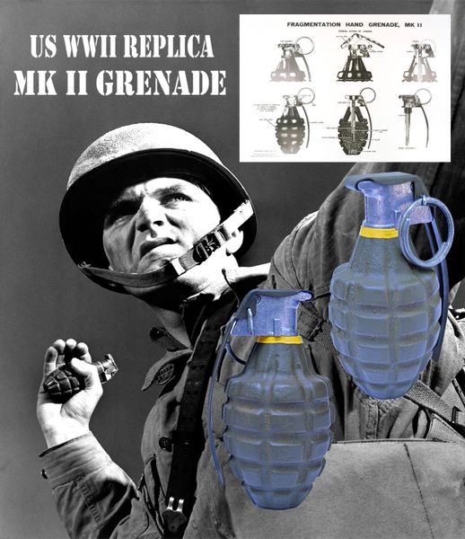 Functional Inert Replica WWII MkII Fragmentation (Pineapple) Hand Grenade with M10A2 Series Fuse