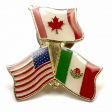 NAFTA COUNTRY FLAGS METAL PIN BADGE .. USA, CANADA & MEXICO COMBO .. 1 X 1 INCH .. NEW