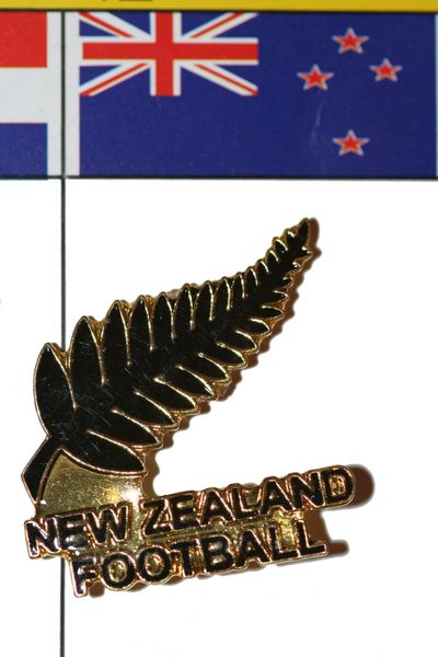 NEW ZEALAND - FIFA WORLD CUP SOCCER LOGO LAPEL PIN BADGE .. SIZE : 1 1/8" X 1 1/8" INCHES .. NEW