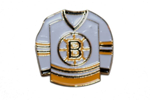 BOSTON BRUINS WHITE JERSEY NHL LOGO METAL LAPEL PIN BADGE .. NEW