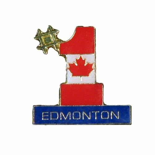 EDMONTON #1 CANADA COUNTRY FLAG LAPEL PIN BADGE .. NEW AND IN A PACKAGE