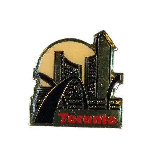 TORONTO GOLD CITY HALL WITH CAPTION "TORONTO" METAL LAPEL PIN BADGE .. NEW AND IN A PACKAGE
