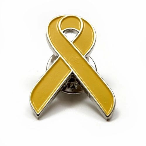 RIBBON YELLOW LAPEL PIN BADGE .. NEW AND IN A PACKAGE