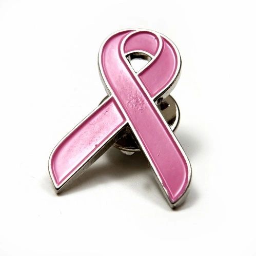 RIBBON PINK LAPEL PIN BADGE .. NEW AND IN A PACKAGE