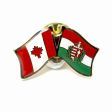 CANADA & HUNGARY CREST FRIENDSHIP COUNTRY FLAG LAPEL PIN BADGE .. NEW AND IN A PACKAGE