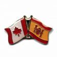 CANADA & SPAIN FRIENDSHIP COUNTRY FLAG LAPEL PIN BADGE .. NEW AND IN A PACKAGE