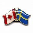 CANADA & SWEDEN FRIENDSHIP COUNTRY FLAG LAPEL PIN BADGE .. NEW AND IN A PACKAGE