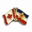 CANADA & YUGOSLAVIA WITH STAR FRIENDSHIP COUNTRY FLAG LAPEL PIN BADGE .. NEW AND IN A PACKAGE