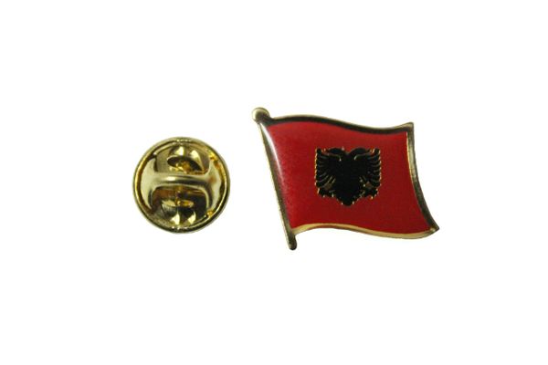 ALBANIA NATIONAL COUNTRY FLAG METAL LAPEL PIN BADGE .. 3/4 X 3/4 INCH .. NEW