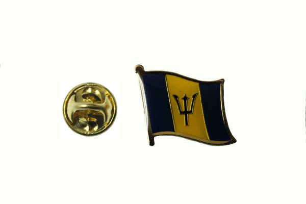 BARBADOS NATIONAL COUNTRY FLAG METAL LAPEL PIN BADGE .. 3/4 X 3/4 INCH .. NEW