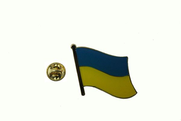 UKRAINE PLAIN NATIONAL COUNTRY FLAG METAL LAPEL PIN BADGE .. 3/4X 3/4 INCH .. NEW