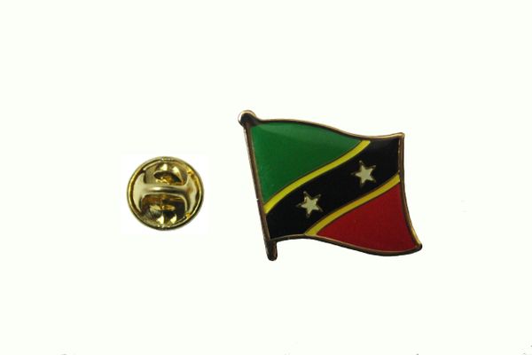 ST KITTS $ NEVIS NATIONAL COUNTRY FLAG METAL LAPEL PIN BADGE .. 3/4 X 3/4 INCH .. NEW