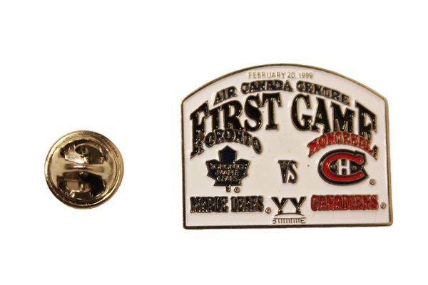 FIRST GAME TORONTO MAPLE LEAFS vs MONTREAL CANADIENS Metal LAPEL PIN BADGE