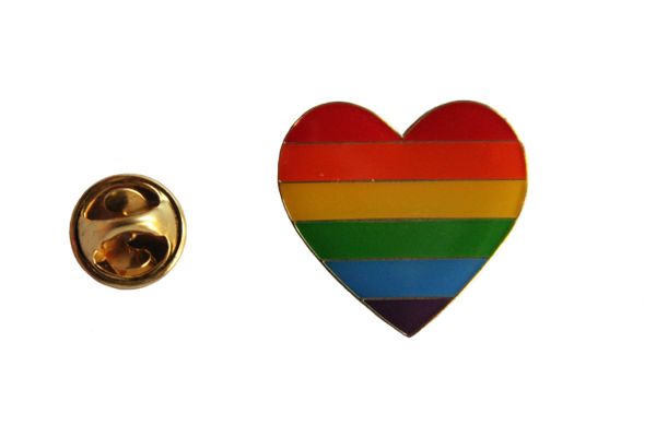 LGBTQ Gay & Lesbian..Flag HEART Shape Metal LAPEL PIN BADGE