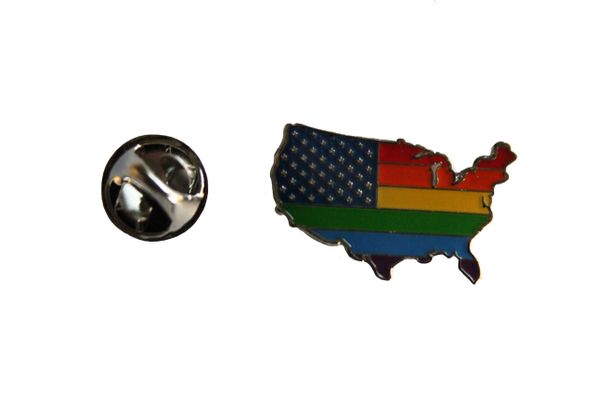 USA Shape LGBTQ Gay & Lesbian..Flag Metal LAPEL PIN BADGE