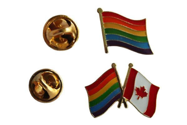 LGBTQ .. PRIDE & CANADA / PRIDE Friendship Flags Set - Metal LAPEL PIN BADGES