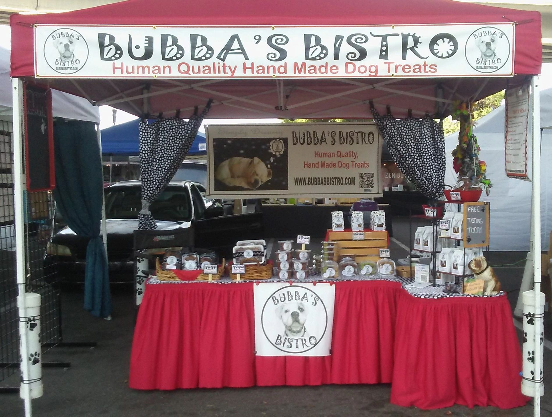Bubba's Bistro Booth at Riverside Arts Market, Jax Fl.  Hand Made Human Quality  Dog Treats.