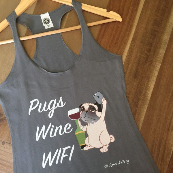 Pugs Wine Wifi (Racer Back - Women's)