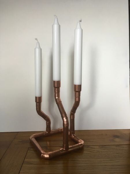 Copper pipe trio candle