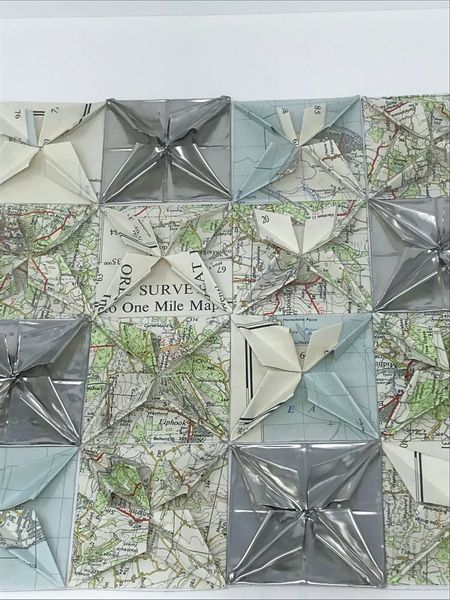 Folded Square Frame - Pewter and Vintage OS Map