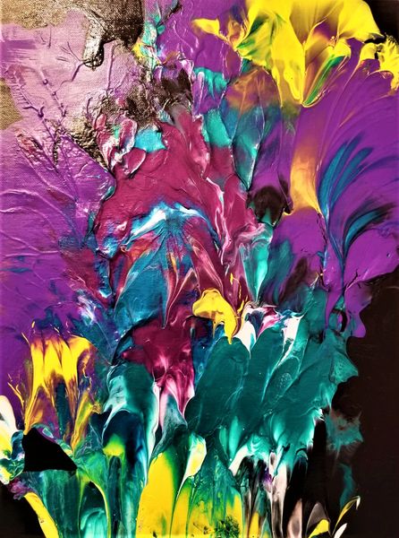 Iridescent texture 14 x 16 abstract acrylic