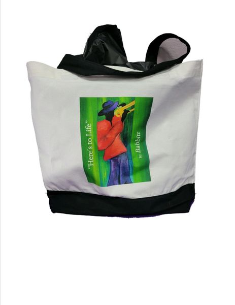"Here's to Life" Series...Babbitt tote bag Featuring Acrylic painting of Joe & Les on front and back