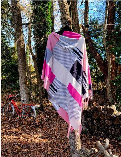Mixed Pink, grey, charcoal & winter white poncho