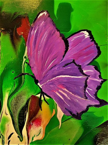 Purple butterfly on abstract
