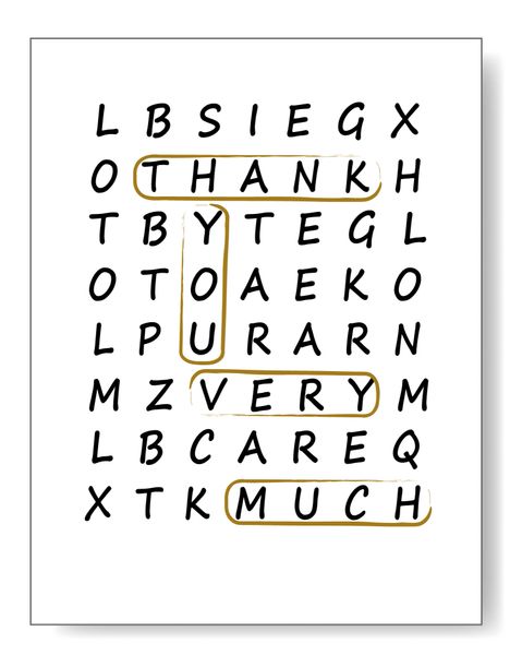 Crossword Thanks Card