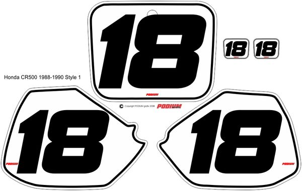 Honda 1988-1990 CR500 PG1 Numberplate Decals | Podium Grafix Quality ...