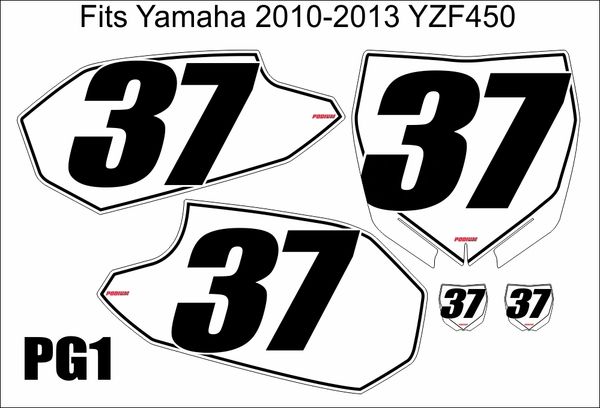 Yamaha YZF450 2010-2013 PG1 Numberplate Decals | Podium Grafix Quality ...