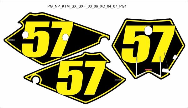 KTM Full Size SX/SXF 03-06 XC 04-07 PG1 Numberplate Decals | Podium ...