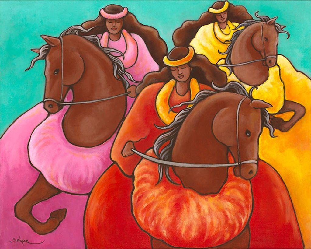 Hawaiian art, paintings, artist, Hawaii, horses, pau riders