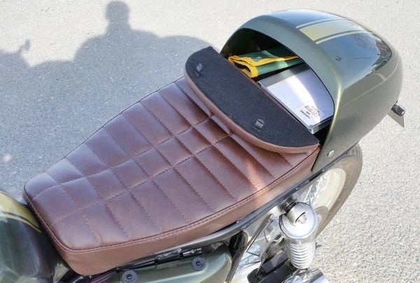 Custom Cafe Racer storage "glove box" seats. Wilder ...