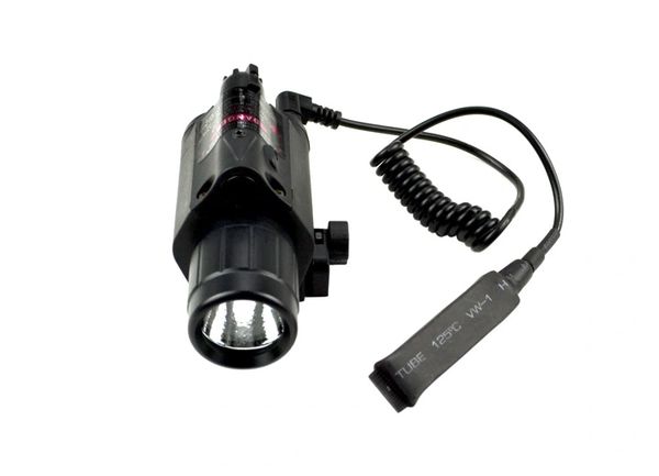Tactical LED Flashlight and Red Laser Sight Combo