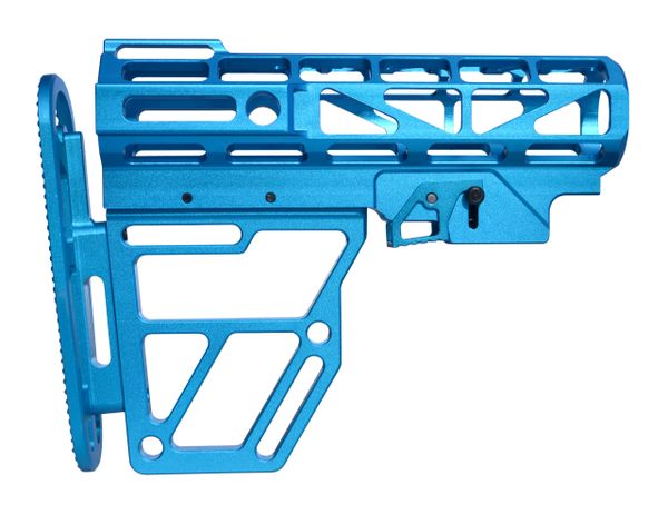 Skeletonized AR Mil Spec Buttstock, Blue Anodized Aluminum. Presma Brand.