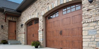 Grooved panel steel carriage house garage doors with or without insulation.
