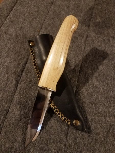 10" Spalted maple knife with Helle blade and Sheath