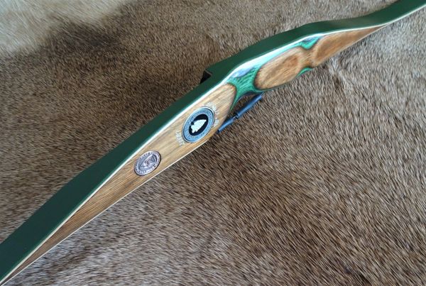 48" 17#@24" Camo riser with Green Glass with Compton Emblem Lil Rapids Youth Longbow