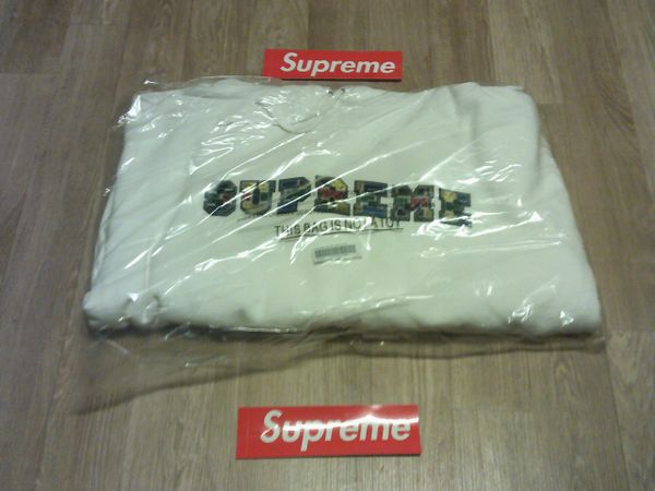 Supreme Colegiate Patchwork Leather Hooded Sweatshirt White 2XL BNWT