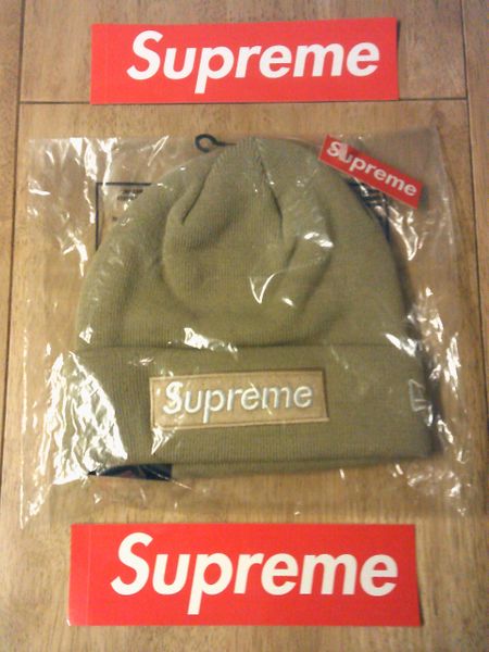 Supreme New Era Box Logo Beanie Tan One Size FW23 BNWT Worldwide Shipping