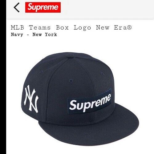 Supreme MLB Box Logo Baseball Cap NY Navy Size 7 3/4 BNWT Worldwide Shipping