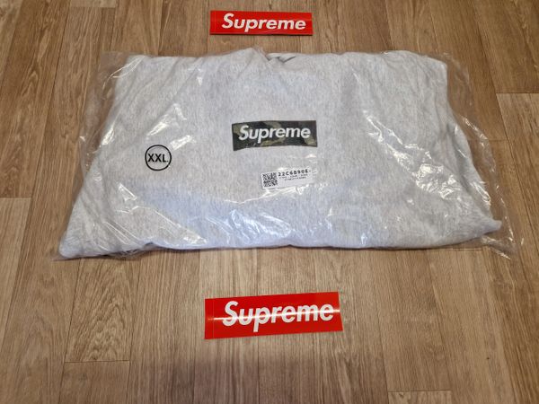 Supreme Box Logo Ash Grey Size 2XL Hooded Sweatshirt FW23 Brand New Ships W/W