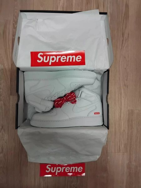 Supreme X Nike Air Force 1 Mid White Size UK 10 US 11 Plus UK 5.5 US 6 Brand New In Box Ships W/W