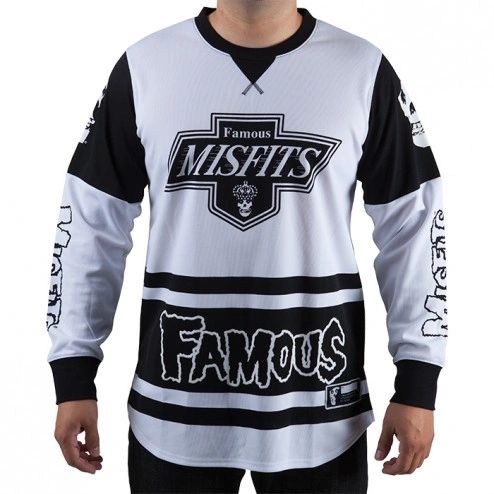 Famous Stars And Straps MISFITS Mens Long Sleeve Mesh Jersey WHITE/BLACK
