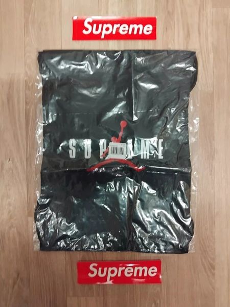 Supreme X Jordan Drawstring Bag Black One Size Brand New Worldwide Shipping