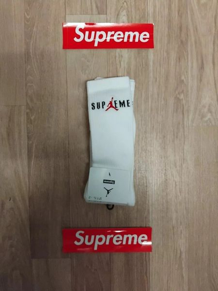 Supreme X Jordan Crew Socks Nike 2 Pack White BNWT Size Large & XL Ships World Wide